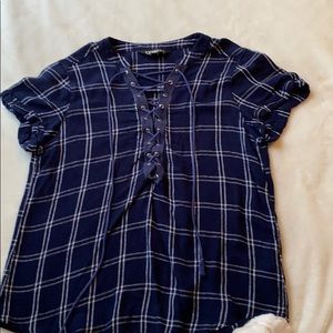 Cute plaid top with front adjustable strings (OBO)